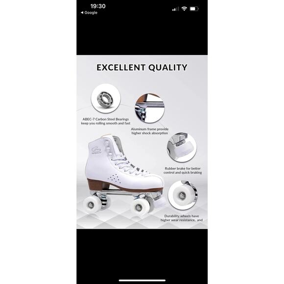 PAPAISON Roller Skates for Women and Men, Deluxe 2 Layer Microfiber Leather - Picture 1 of 7